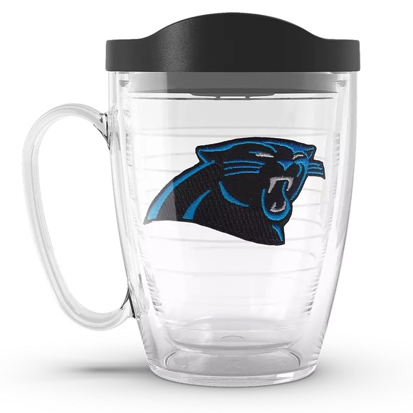 NWT tervis NFL® Carolina Panthers Tumbler W Travel Lid & Handle Mug 16 ounces - Picture 1 of 9